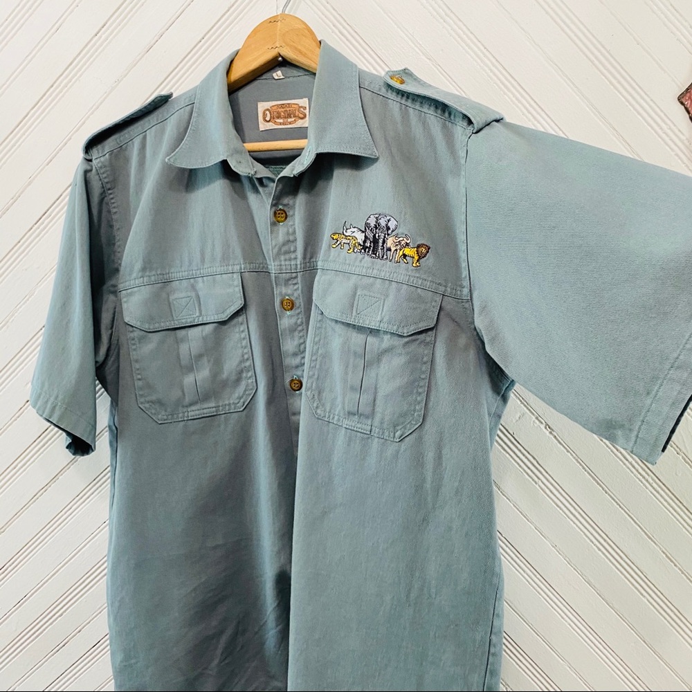 Vintage Steel Blue Safari Shirt - Picture 8 of 9